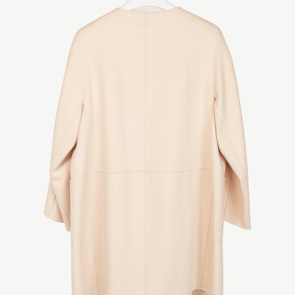 Max Mara Studio Beige Wool Embellished-Neck Coat - Picture 2 of 11